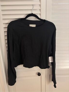 Free People We The Free Black Cropped Long-Sleeve Tee